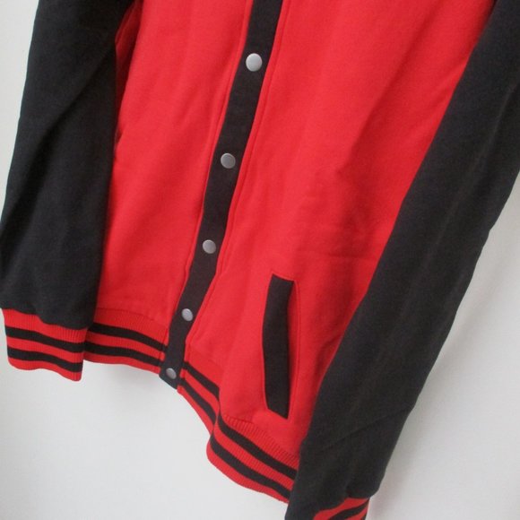 CARDIGAN FLEECE SPORT SWEATER BUTTON UP RED & BLACK SMALL NEW #32 - Picture 6 of 14